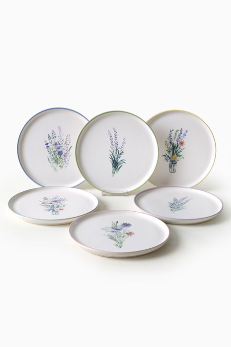 Hermia Juego de platos de gres cerámico, 6 piezas, 22 cm